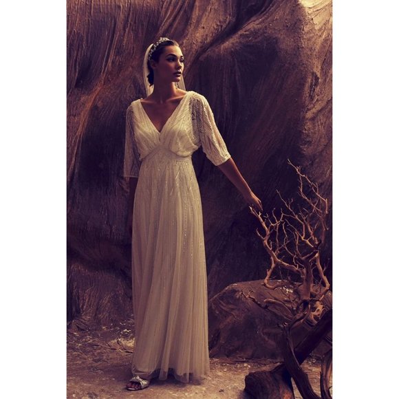 BHLDN Ellesmere Wedding Dress Size 4 Beaded - Picture 4 of 8